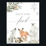 Winter Onederland Woodland Animal Food Sign Poster<br><div class="desc">Winter Onederland Woodland Animal Birthday Food Sign</div>