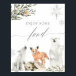 Winter Onederland Woodland Animal Food Sign Poster<br><div class="desc">Winter Onederland Woodland Animal Birthday Food Sign</div>