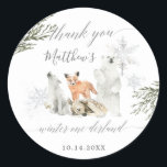 Winter Onederland Woodland Animal Tack Runt Klistermärke<br><div class="desc">Winter Onederland Woodland Animal Tack Sticker</div>