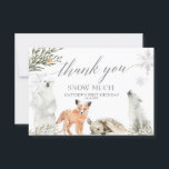 Winter Onederland Woodland Animals Birthday Tack Kort<br><div class="desc">Vinter Onederland Woodland Animals Birthday tackkort</div>