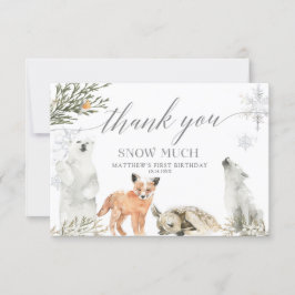 Winter Onederland Woodland Animals Birthday Tack Kort