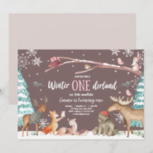 Winter ONEderland Woodland Rosa födelsedag