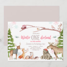 Winter ONEderland Woodland Rosa födelsedag