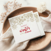 Winter ONEdernald Red och Guld Snowflake Birthday