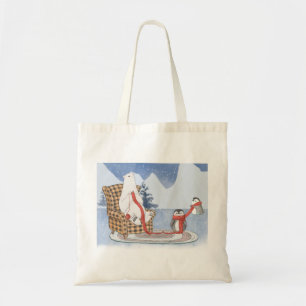 Winter Önskemål Polar Bear Sticka Scarf Penguin Tygkasse