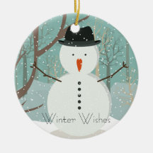 Winter Önskemål Snögubbe Ornament Round