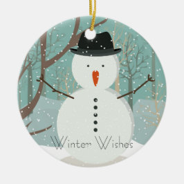 Winter Önskemål Snögubbe Ornament Round