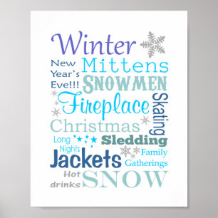 Winter Ord Typography in Blue Poster