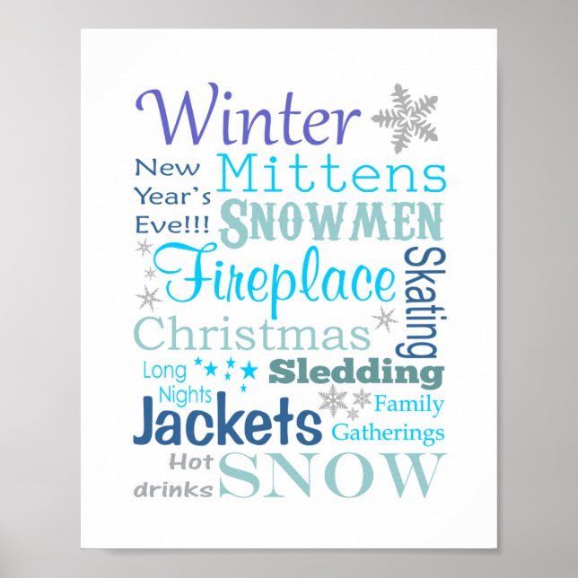 Winter Ord Typography in Blue Poster (Framsidan)