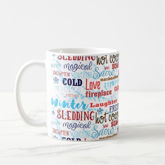 Winter Ord Typography Roligt Helgdag Coffee Mugg (Vänster)