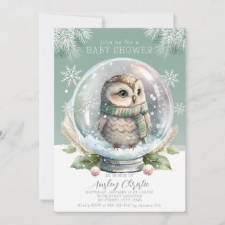 Winter Owl Baby Shower Invitation Boy or Girl Snow Julkort