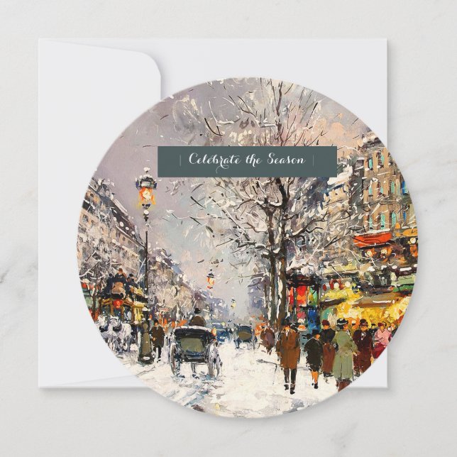 Winter Parisian Scene-Julfest Inbjudningar (Framsida)