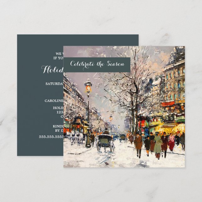 Winter Parisian Scene-Julfest  Inbjudningar (Fram/baksida)