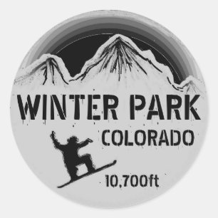 Winter Park Colorado black snowboard art-klisterm Runt Klistermärke