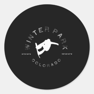 Winter Park Colorado Graphic Vintage Snowboard T Runt Klistermärke