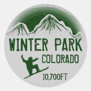 Winter Park Colorado grönt snowboard art-klistermä Runt Klistermärke