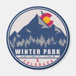 Winter Park Colorado Retro Sunset Souvenirs 80-tal Magnet