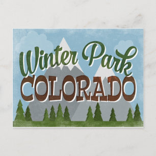Winter Park Colorado Roligt Retro Snowy Mountains Vykort