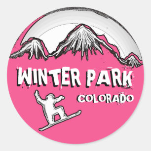 Winter Park Colorado rosa-temat snowboard-klisterm Runt Klistermärke