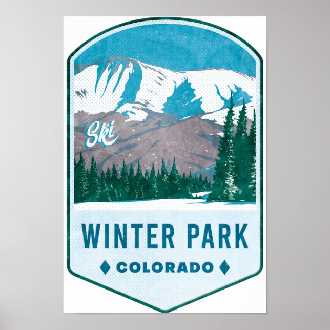 Winter Park Colorado Ski Badge Poster (Framsidan)