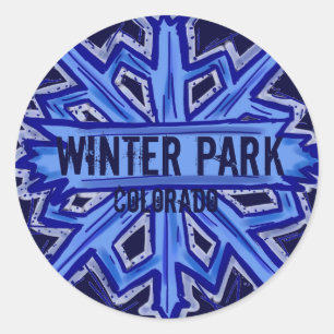 Winter Park Colorado snowflake round-klistermärken Runt Klistermärke