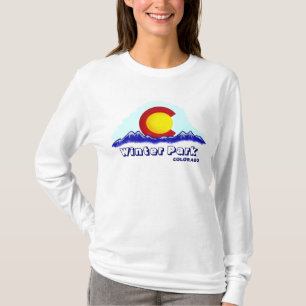 Winter Park Colorado sunrise flagga dam hoodie T Shirt