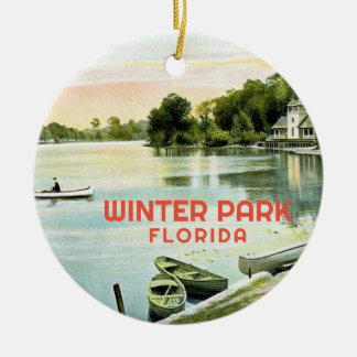 Winter Park Florida, Sjö Osceola Vintage Julgransprydnad Keramik