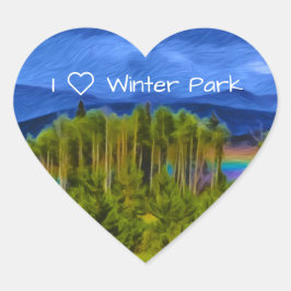 Winter Park Heart Sticker Hjärtformat Klistermärke