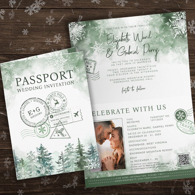 Winter Passport Destination Wedding Inbjudan (Skapare uppladdad)