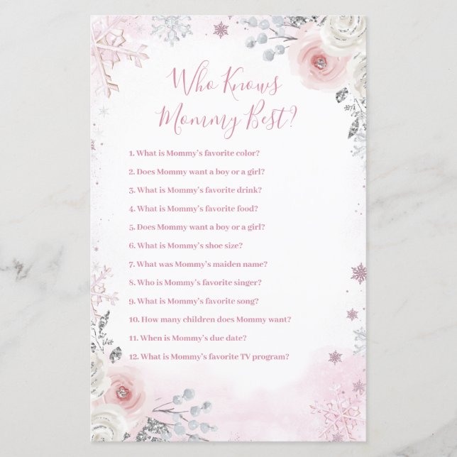 Winter Pastel Pink Snowflake Who Knows Mommy Best (Framsida)