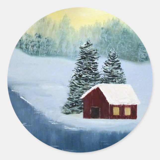 Winter Peace Stickers Runt Klistermärke (Framsida)