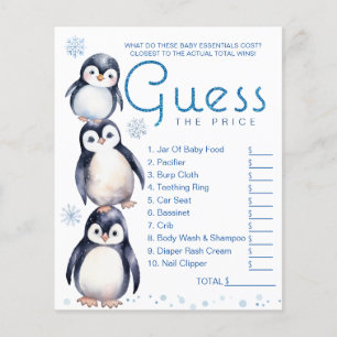 Winter Penguin Baby Shower Game Lakan Flygblad