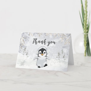Winter Penguin Baby Shower Tack Kort