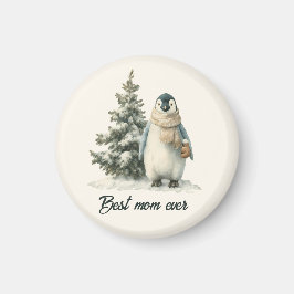 Winter Penguin “Best Mom Ever” Design Magnet