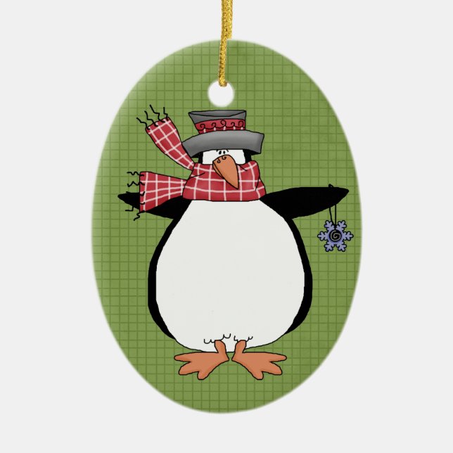Winter Penguin Ceramic jul Ornament (Framsidan)