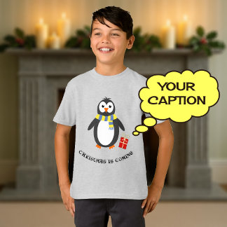 Winter penguin cute playful christmas customize t shirt