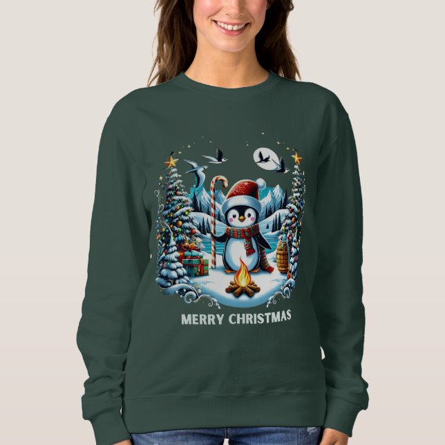 Winter Penguin Cute Sweatshirt T Shirt (Framsida)