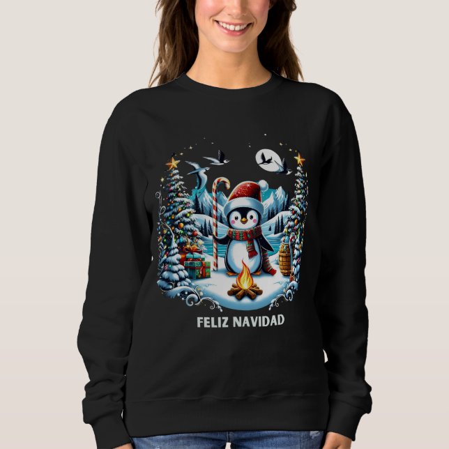 Winter Penguin Cute Sweatshirt T Shirt (Framsida)