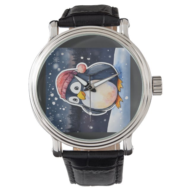 Winter Penguin E-Watch - Winter-Them för Snyggt oc Armbandsur (Framsida)