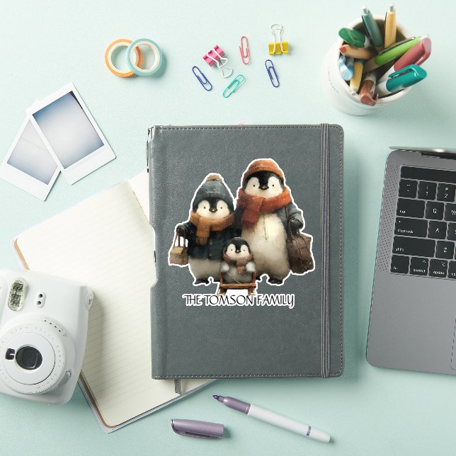 Winter Penguin Family Personalized Design Klistermärken (iPad skal)