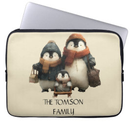 Winter Penguin Family Personalized Design Laptop Fodral