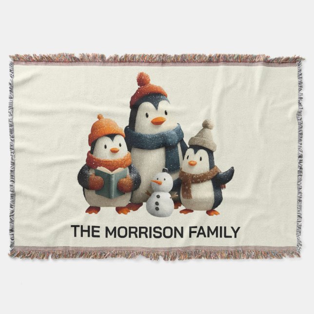 Winter Penguin Family with Snowman Filt (Framsidan)
