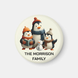 Winter Penguin Family with Snowman Magnet