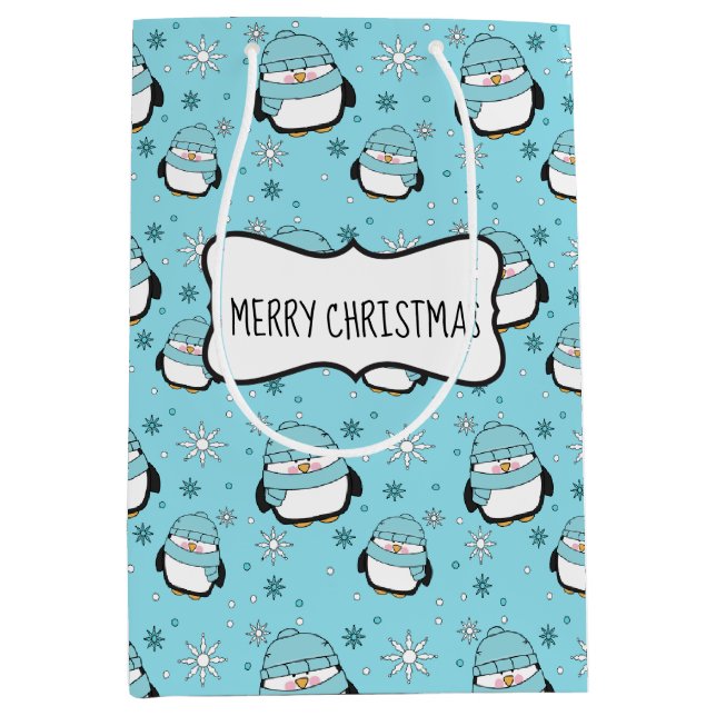 Winter Penguin Gift Bag (medel) (Framsidan)
