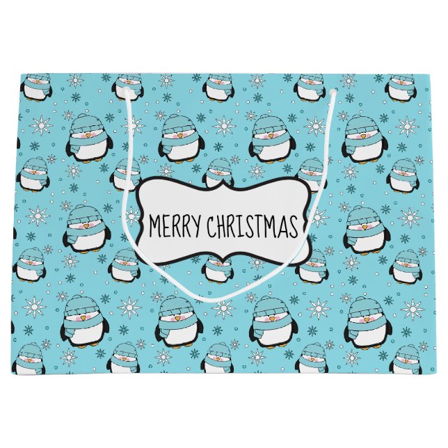 Winter Penguin Gift Bag (stor) (Framsidan)