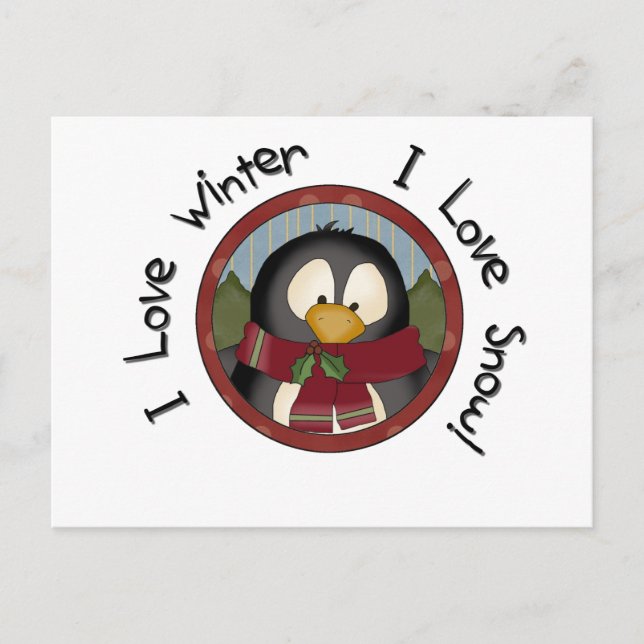 Winter Penguin Helgdag Tshirts och presenter Helg Vykort (Framsida)