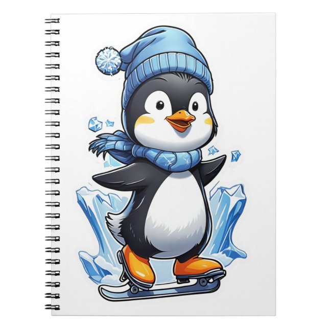 Winter Penguin Ice Staking Anteckningsbok (Framsidan)