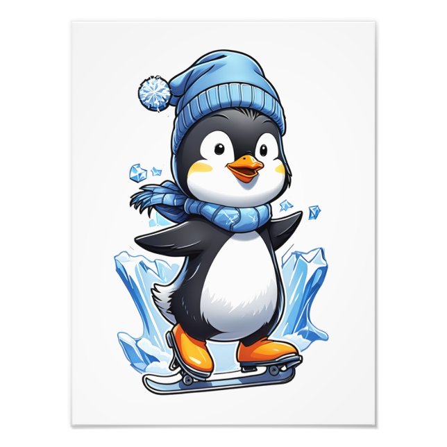 Winter Penguin Ice Staking Fototryck (Framsidan)