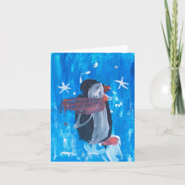 Winter Penguin Kort (Framsida)