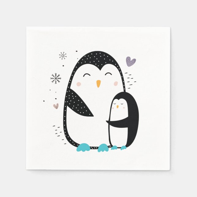 Winter Penguin Napkins Pappersservett (Framsidan)